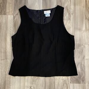 Avani Evening 2X Black Chiffon Tank Top Back Zip, Lined PRISTINE